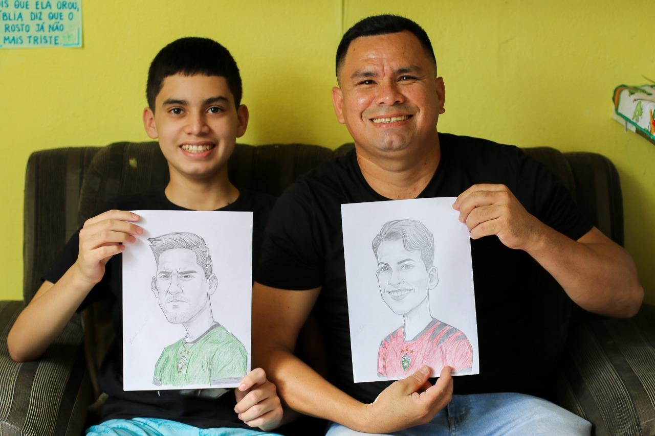 Desenhista transforma paixão do filho pelo Manaus FC em arte