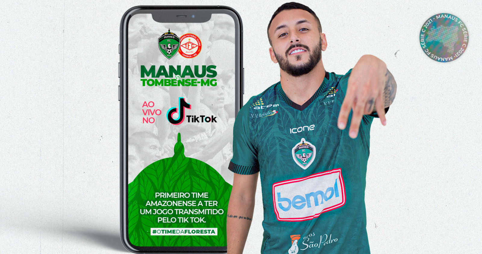 Manaus FC será o primeiro clube amazonense da história a ter partida transmitida no Tik Tok 