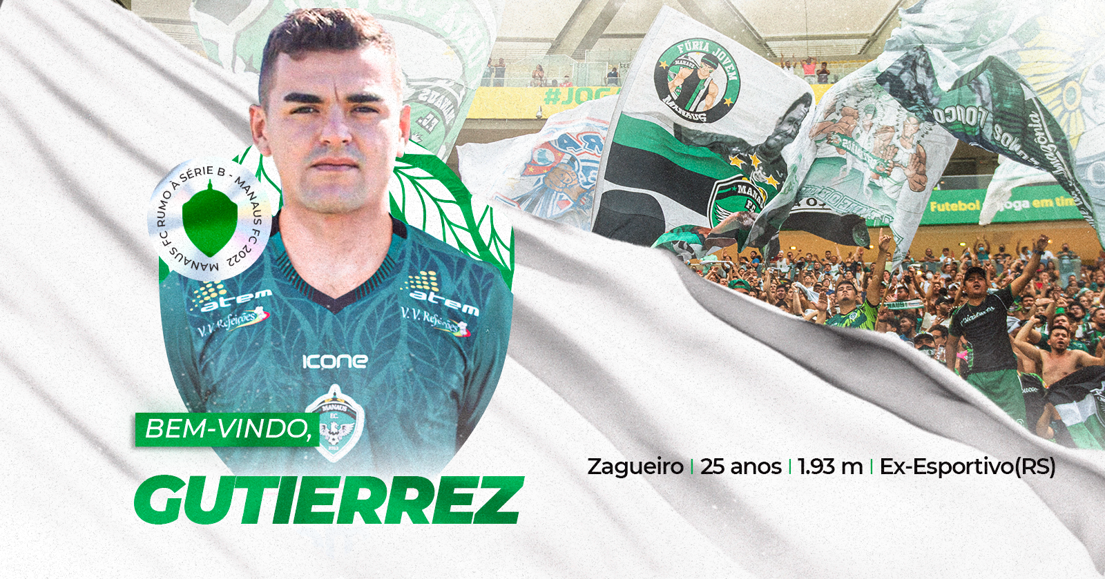 Bem-vindo, Gutierrez! Manaus FC anuncia a contratação do zagueiro para 2022