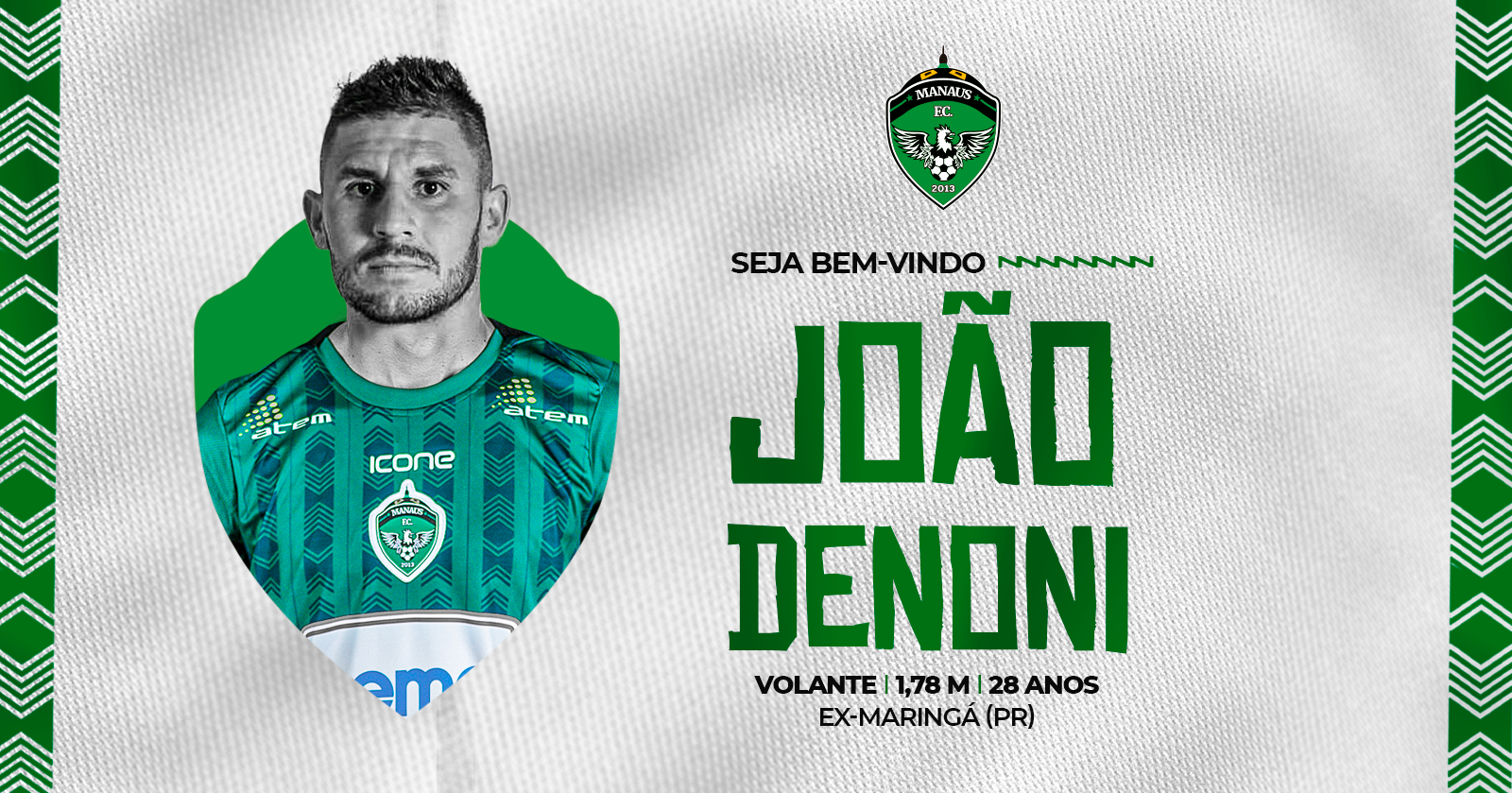 Manaus FC anuncia o volante João Denoni como novo reforço para 2022