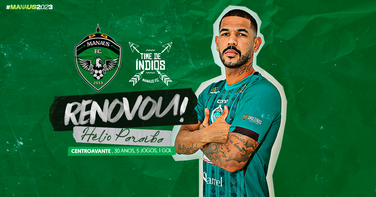 Manaus FC renova com atacante Hélio Paraíba para 2023