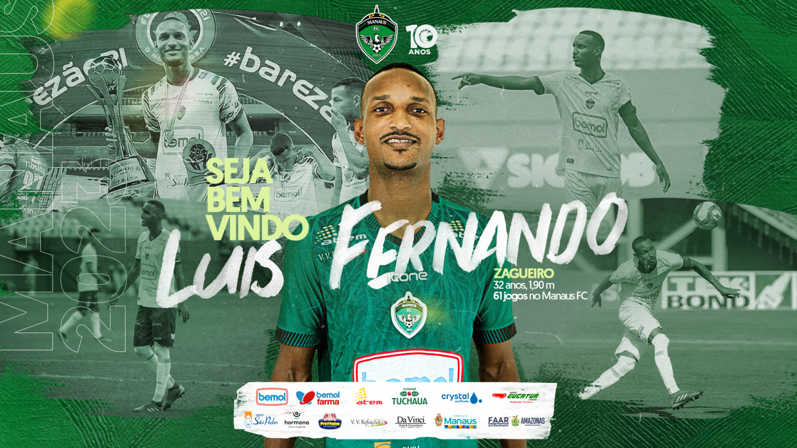 Manaus anuncia o retorno do zagueiro Luís Fernando, campeão do Estadual em 2021