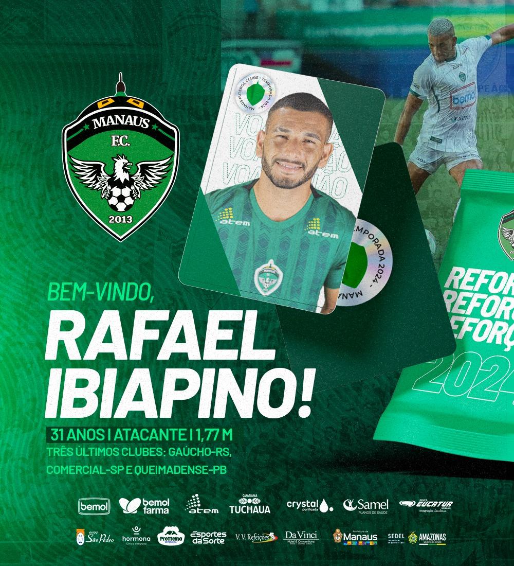 Manaus FC confirma o retorno do atacante Rafael Ibiapino: “Novos desafios”