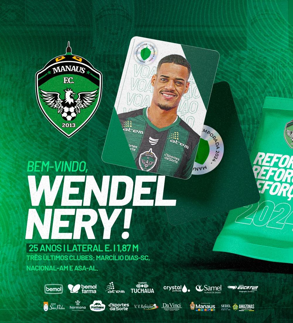 Manaus FC contrata lateral-esquerdo Wendel Nery para a temporada 2024