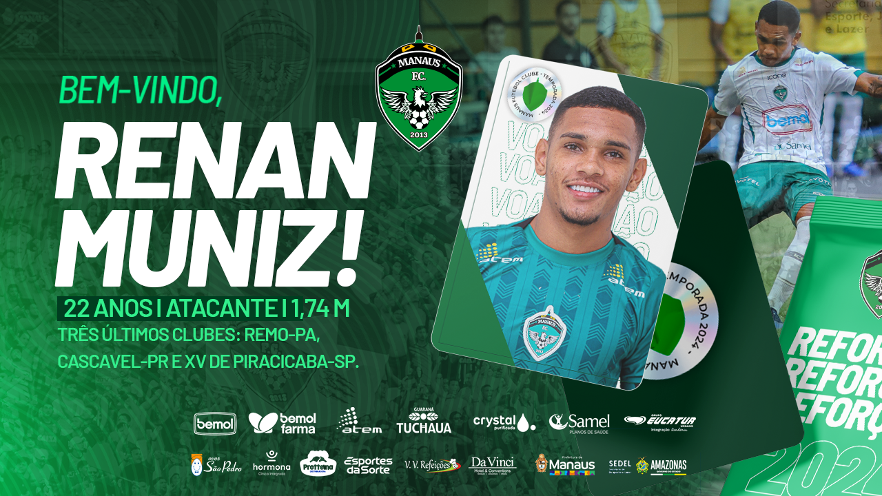 Manaus FC acerta o retorno do atacante Renanzinho para a temporada 2024 